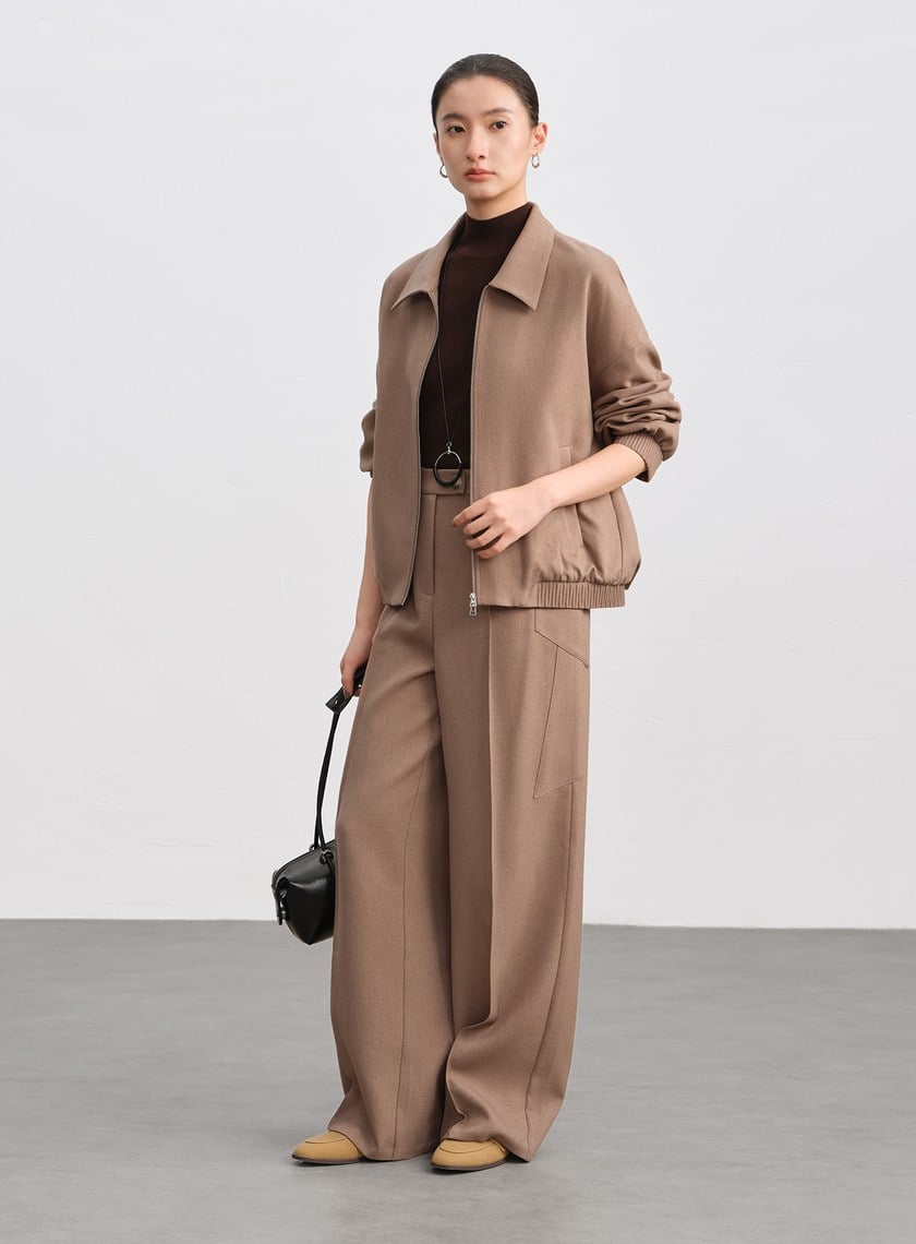 經典剪接造型寬褲