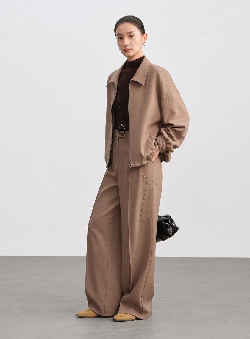 經典剪接造型寬褲