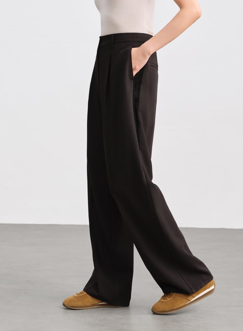 側身拼接西裝寬褲