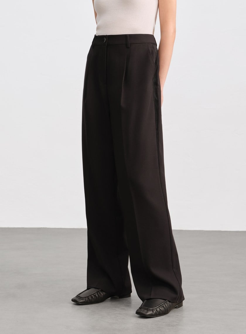 側身拼接西裝寬褲