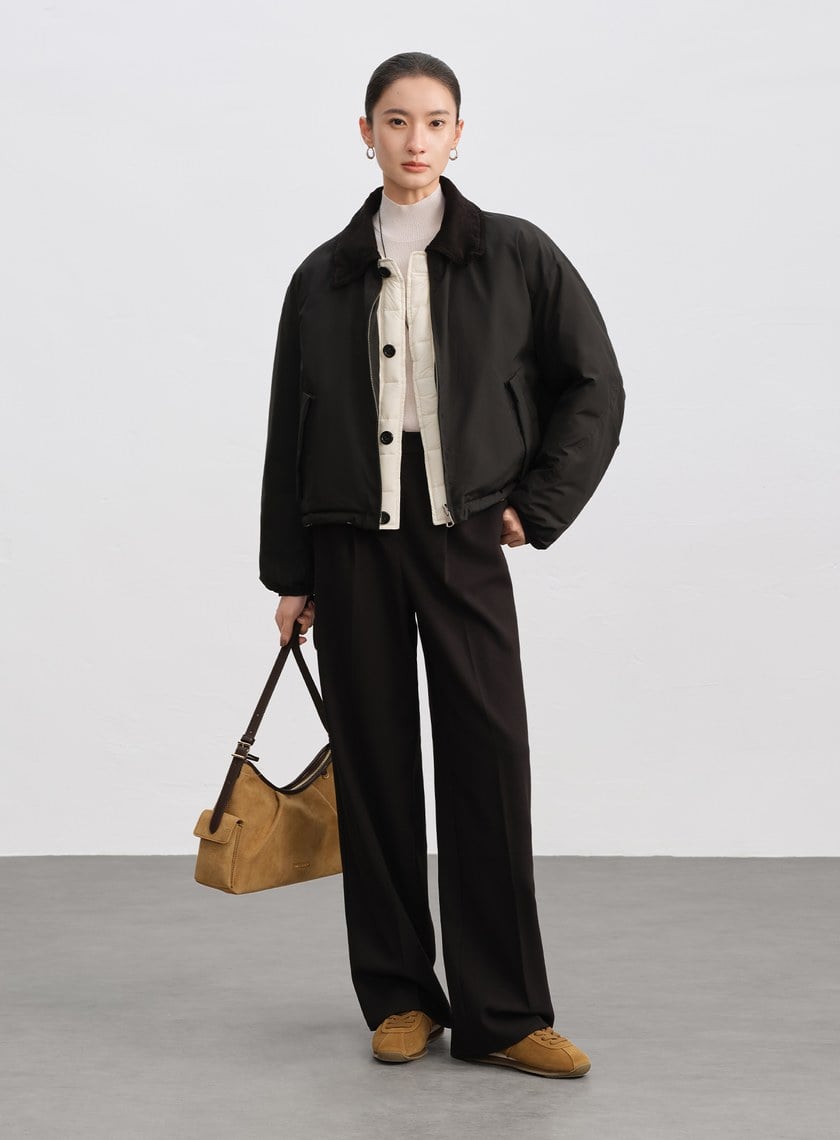 側身拼接西裝寬褲