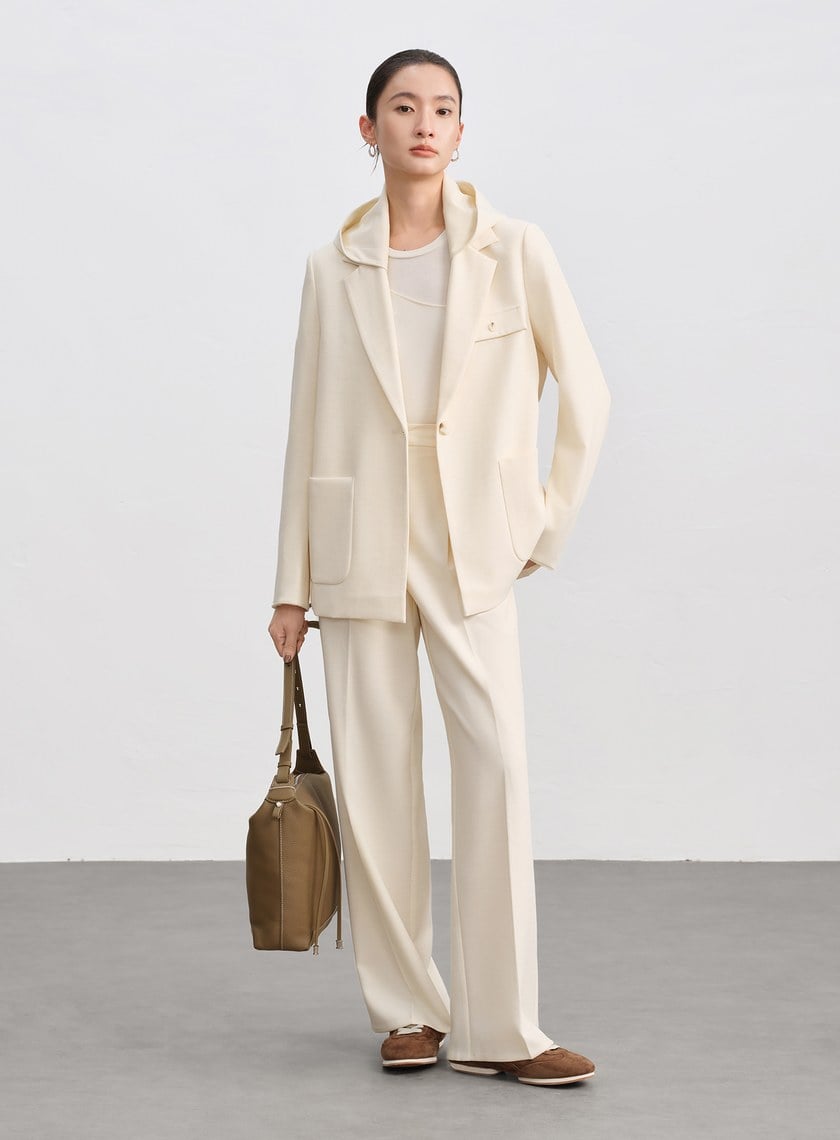 側身拼接西裝寬褲