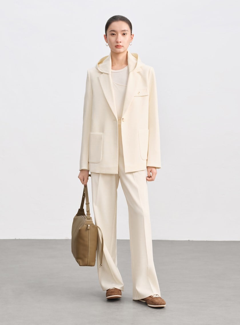 側身拼接西裝寬褲