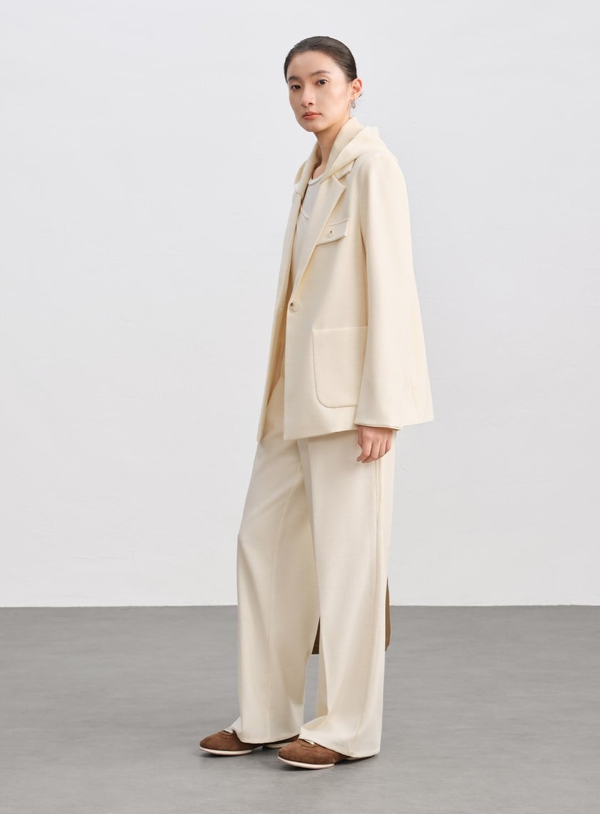 側身拼接西裝寬褲