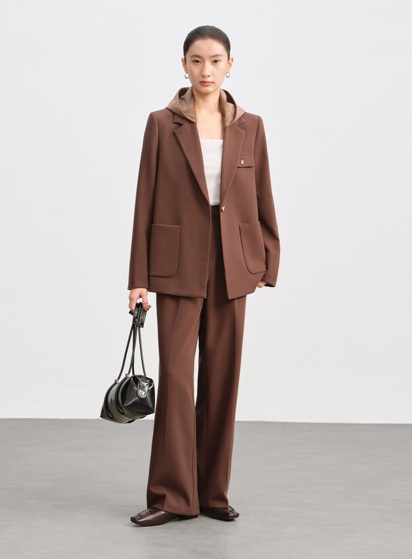 側身拼接西裝寬褲