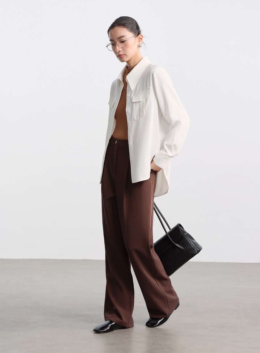 側身拼接西裝寬褲