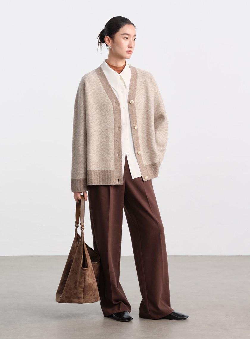 側身拼接西裝寬褲