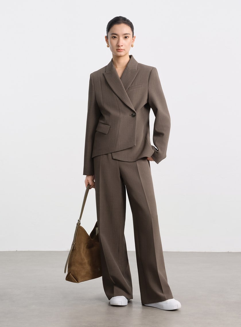 挺廓感高腰西裝寬褲