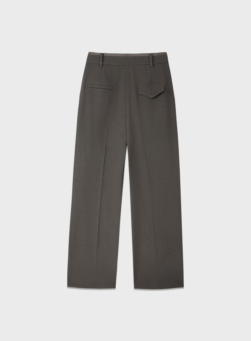 格紋拼接微磨毛直筒褲