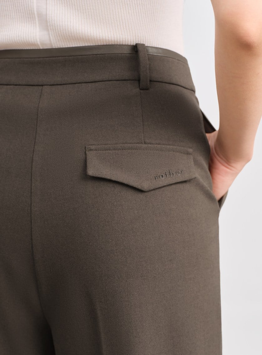 格紋拼接微磨毛直筒褲