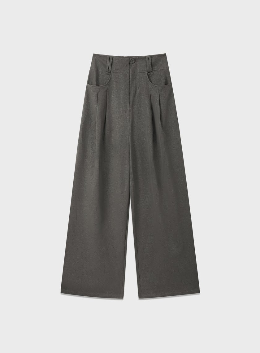 環保皮革寬腰頭寬褲