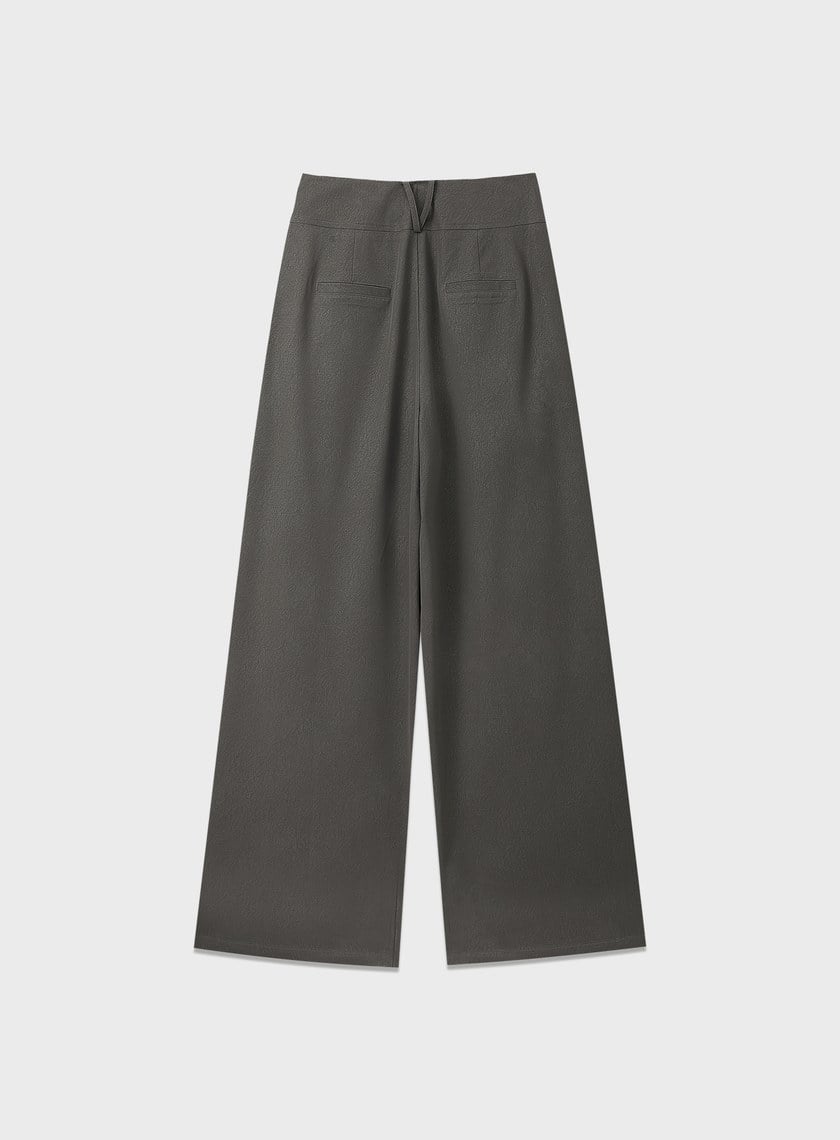 環保皮革寬腰頭寬褲