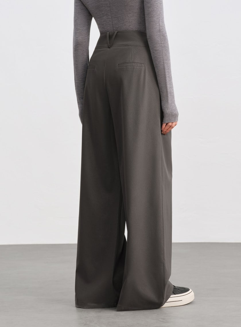 環保皮革寬腰頭寬褲