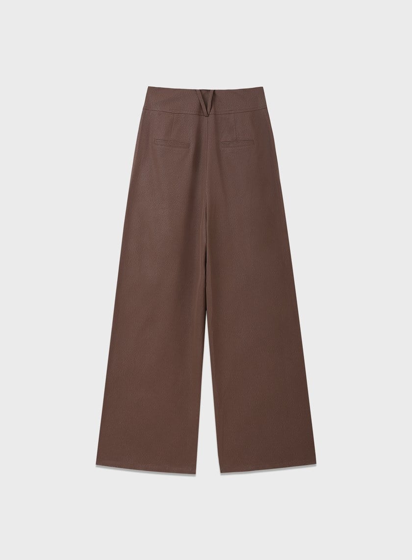 環保皮革寬腰頭寬褲