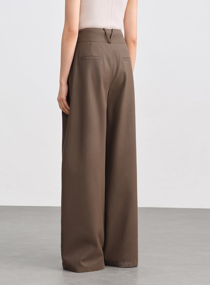 環保皮革寬腰頭寬褲