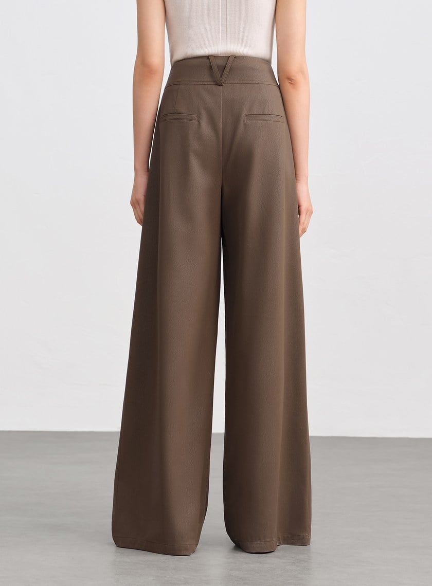 環保皮革寬腰頭寬褲