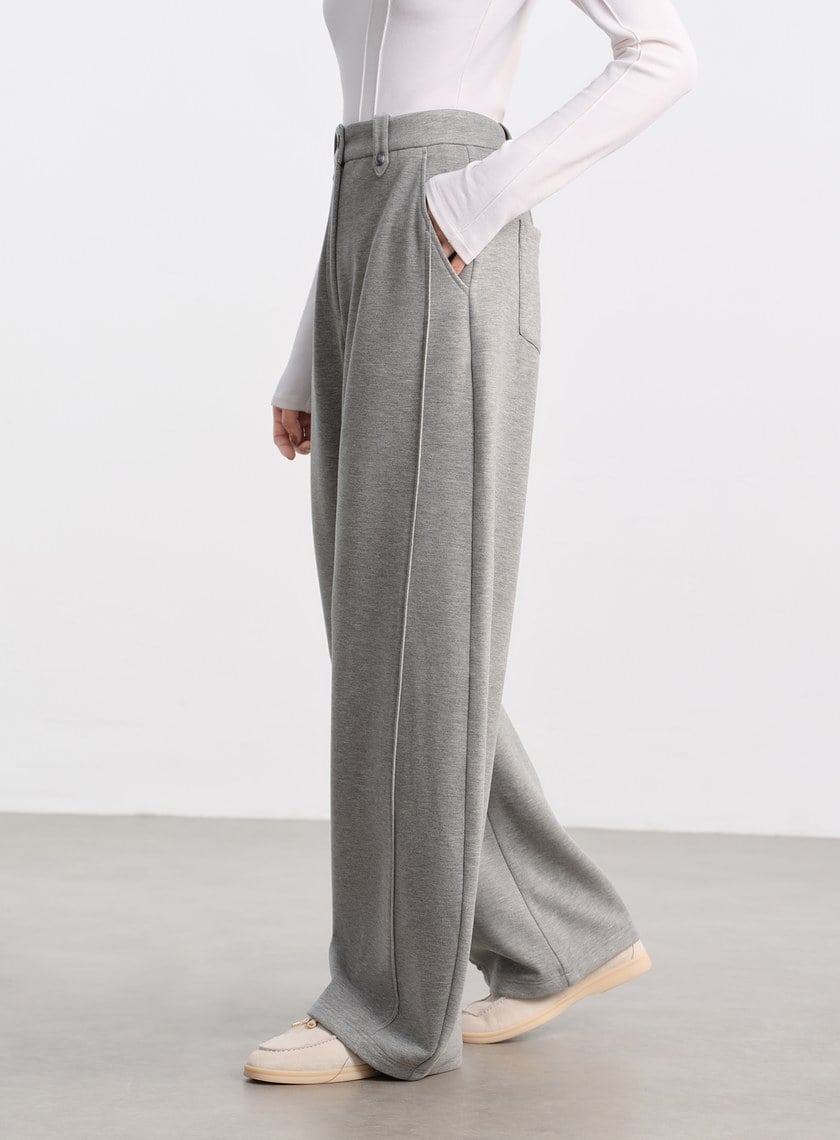 極簡立體弧形休閒褲