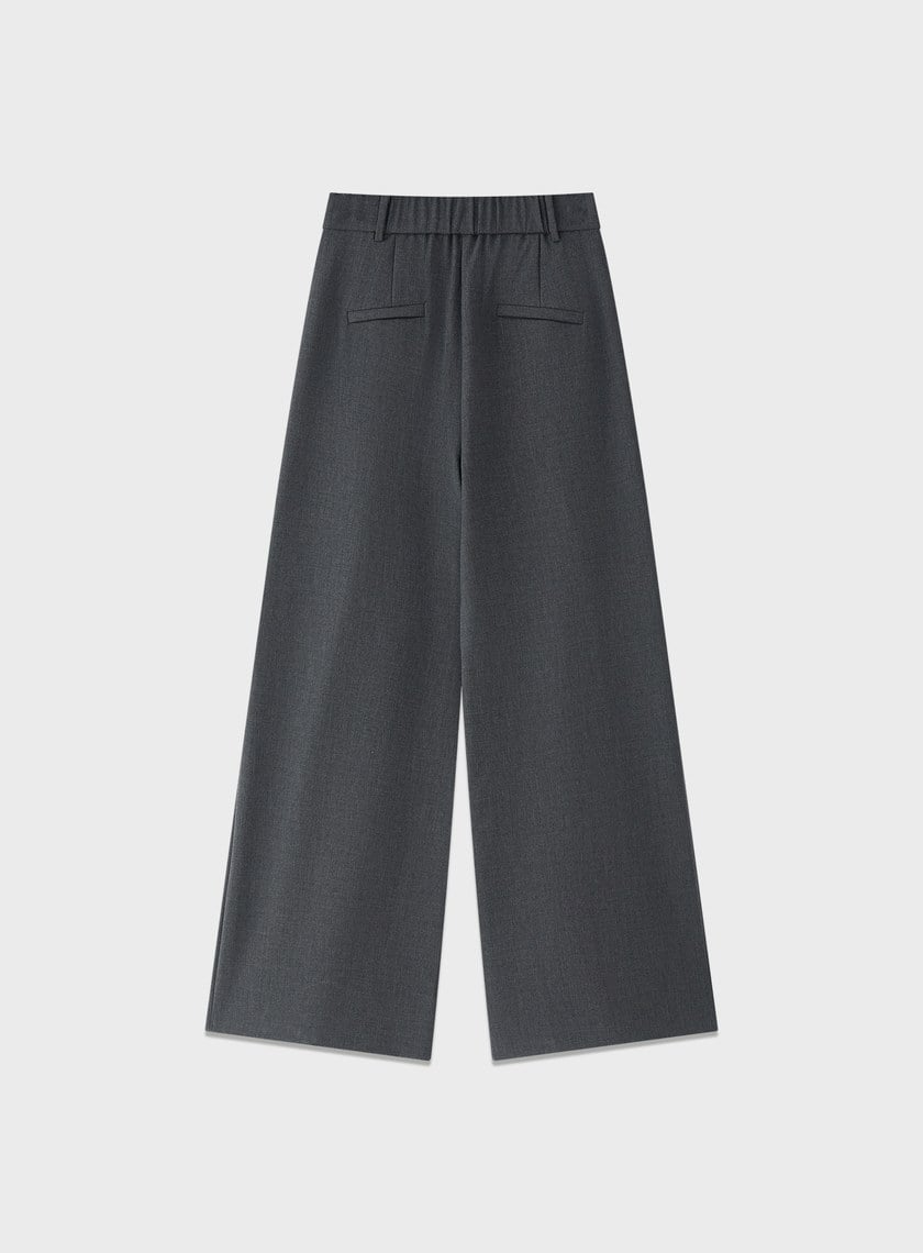 花紗肌理立體壓褶寬褲