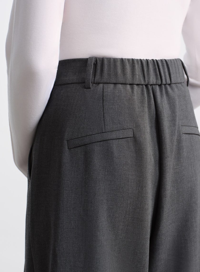 花紗肌理立體壓褶寬褲