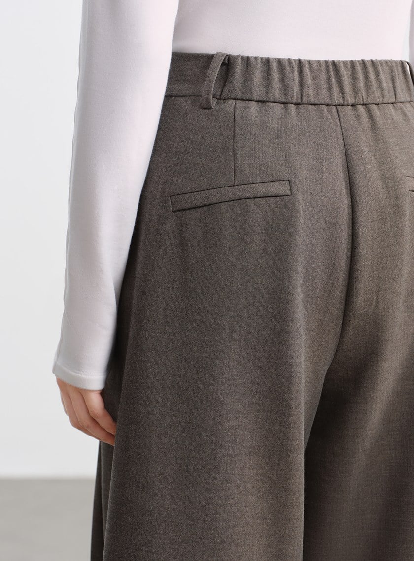 花紗肌理立體壓褶寬褲