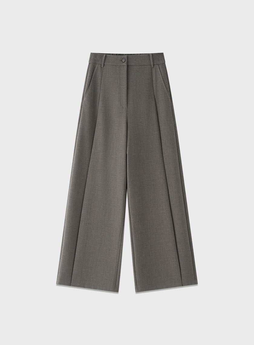 花紗肌理立體壓褶寬褲