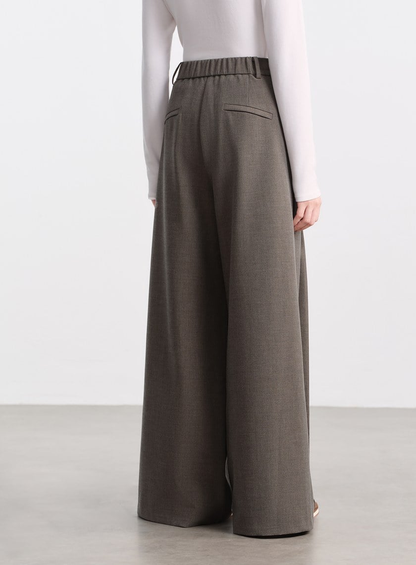 花紗肌理立體壓褶寬褲