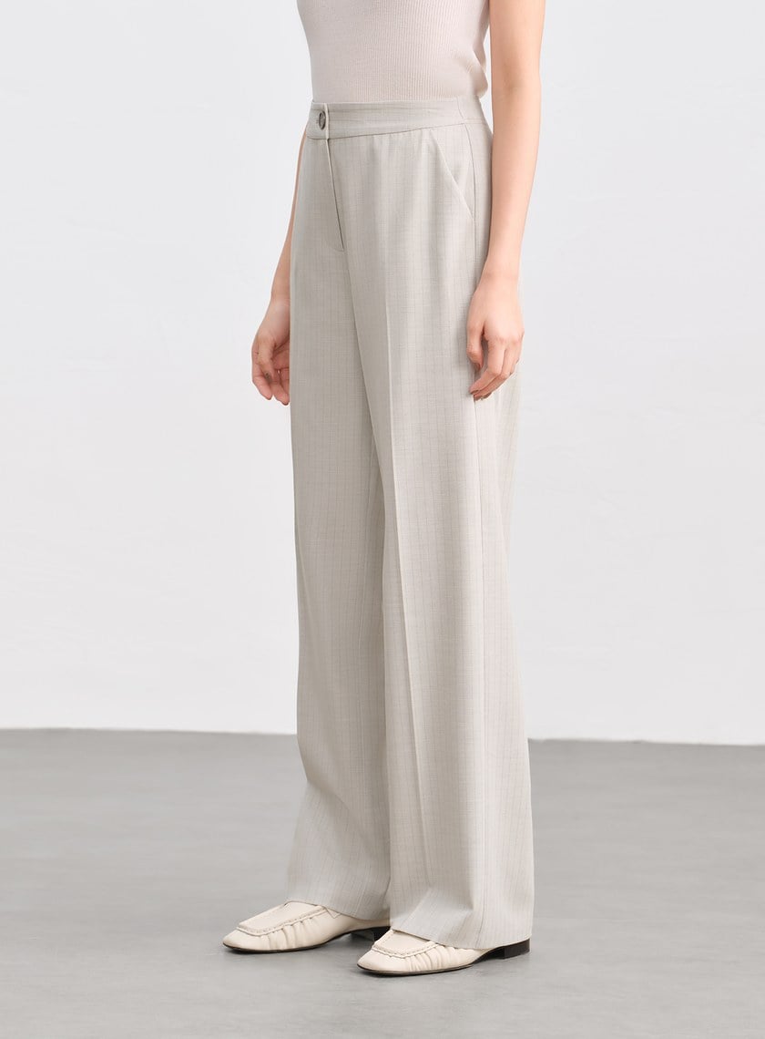 都會條紋直筒西裝褲