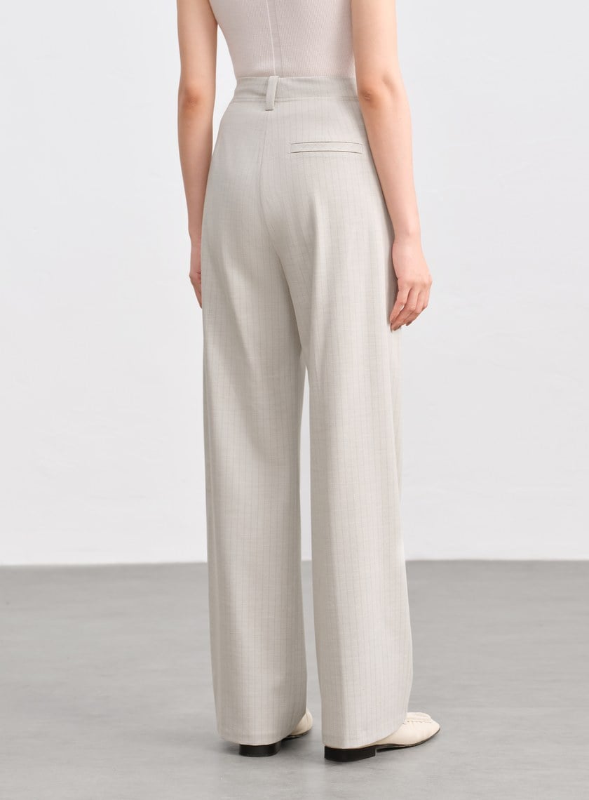 都會條紋直筒西裝褲