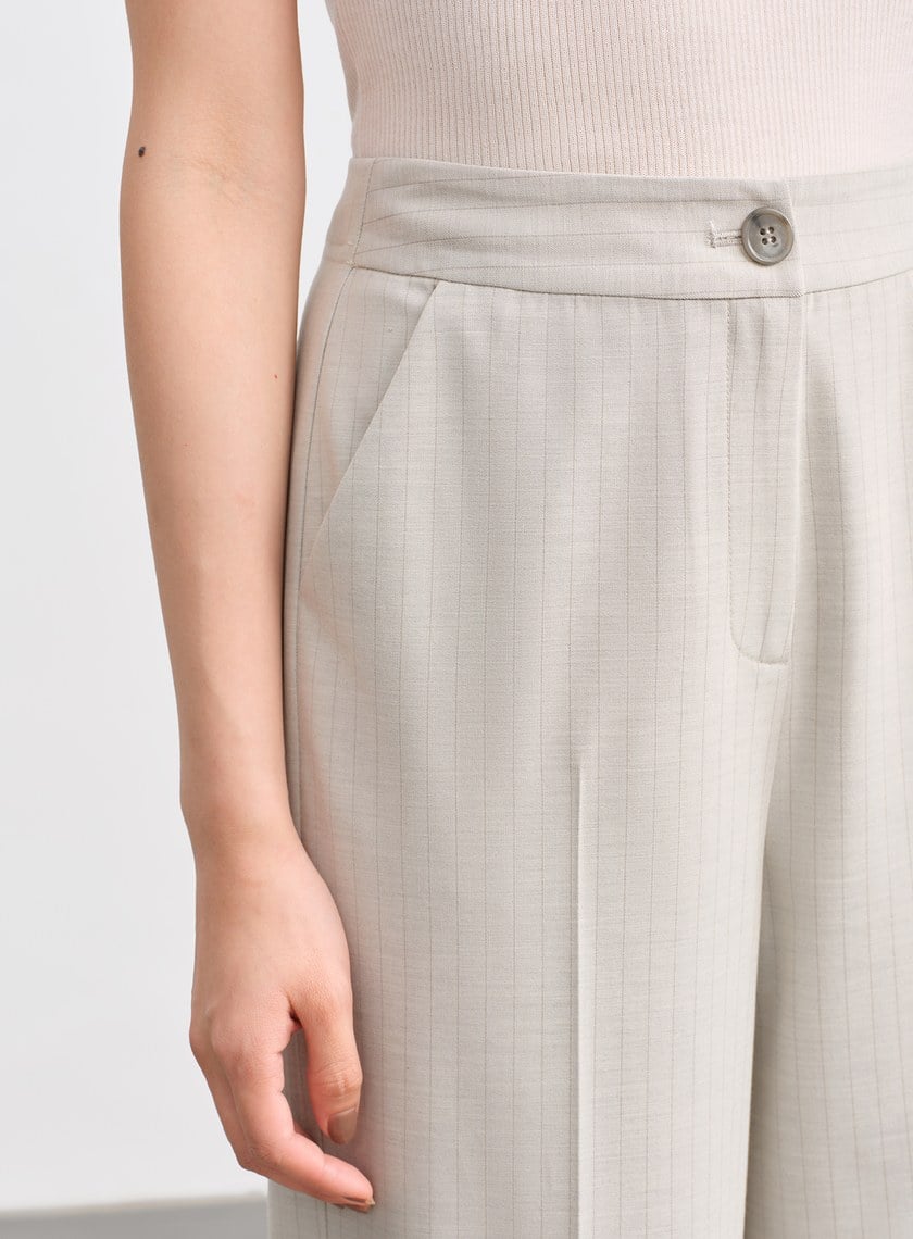 都會條紋直筒西裝褲