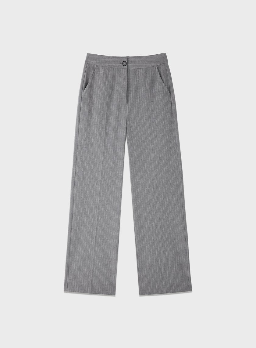 都會條紋直筒西裝褲