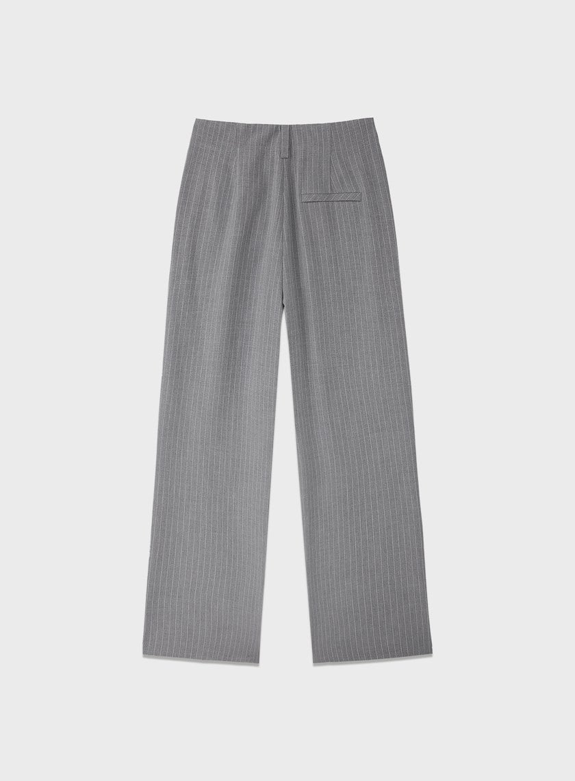 都會條紋直筒西裝褲