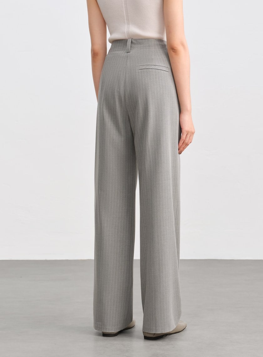 都會條紋直筒西裝褲