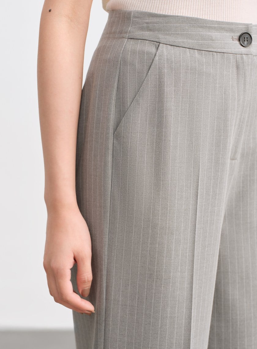 都會條紋直筒西裝褲