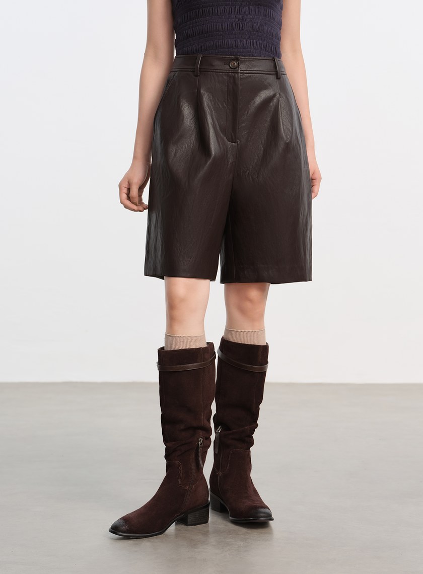 柔霧環保皮革五分褲