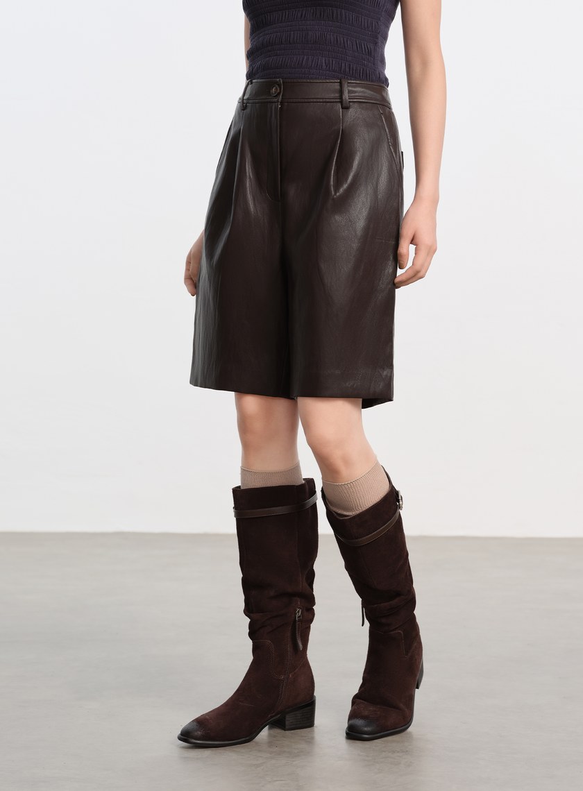 柔霧環保皮革五分褲