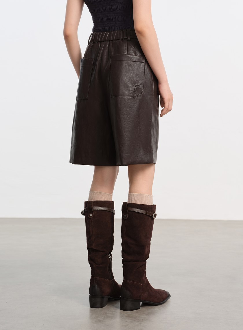 柔霧環保皮革五分褲