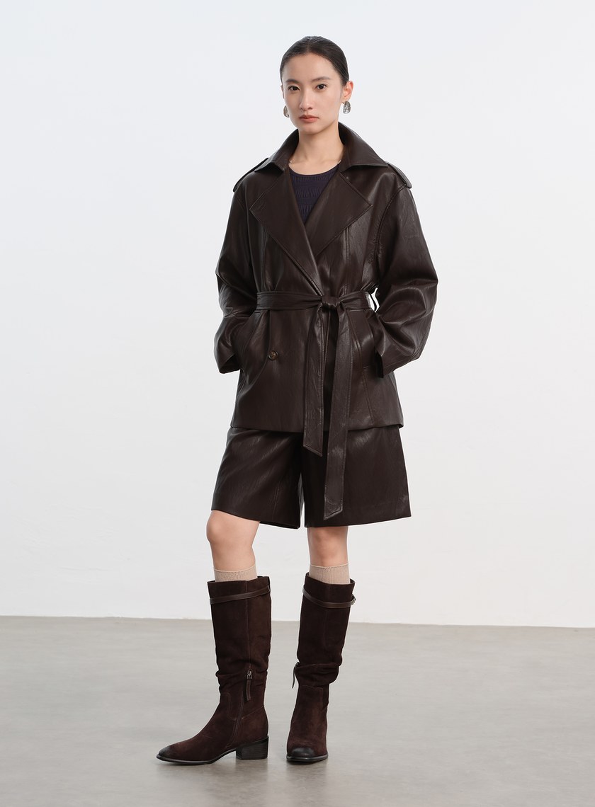 柔霧環保皮革五分褲