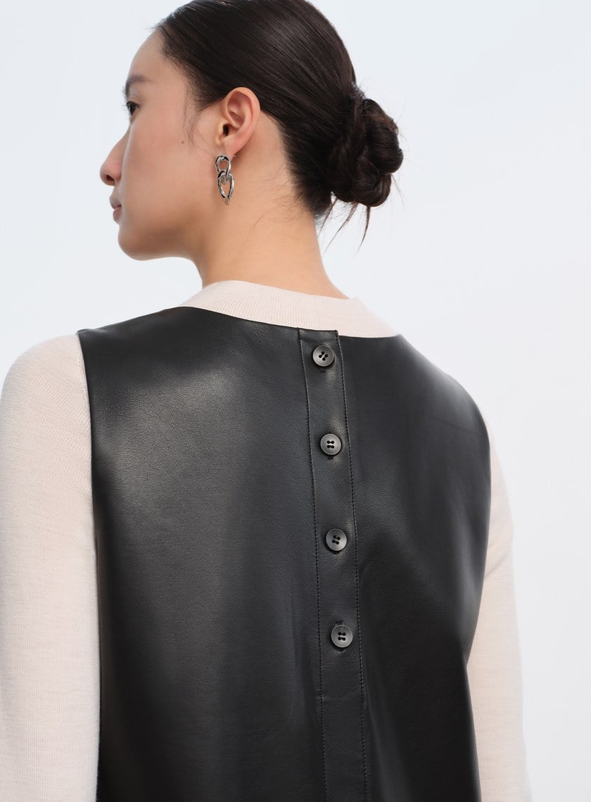 率性環保皮革無袖洋裝