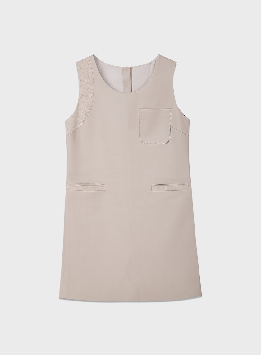 率性環保皮革無袖洋裝