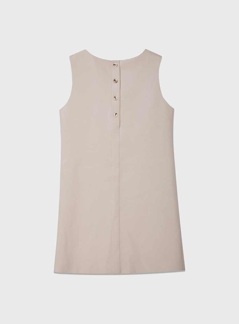 率性環保皮革無袖洋裝