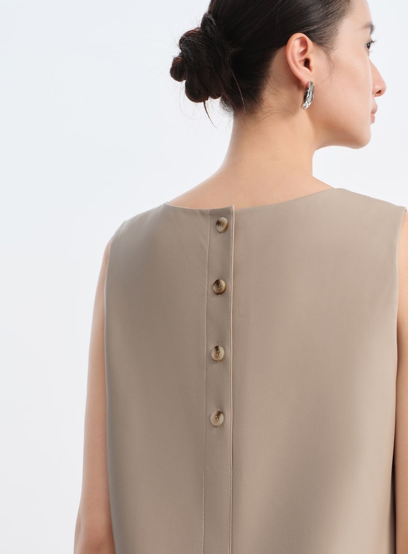 率性環保皮革無袖洋裝