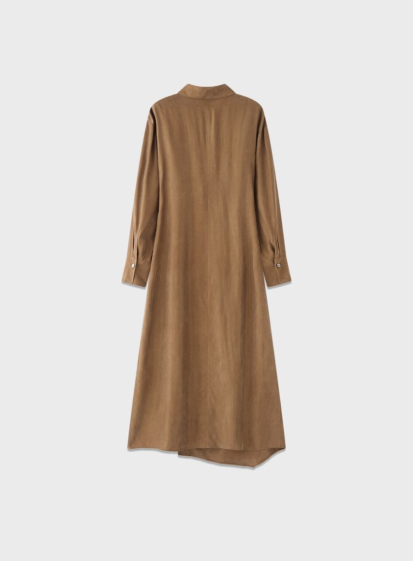 不對稱斜釦襯衫洋裝