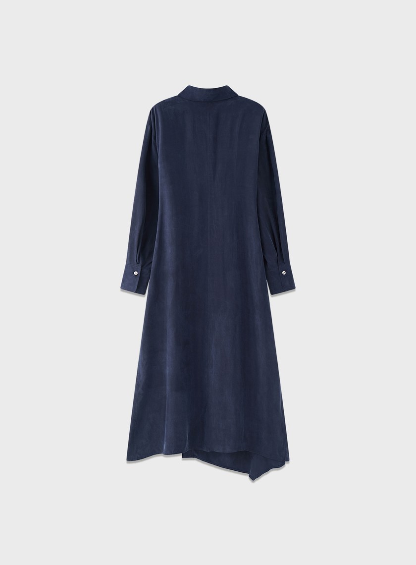 不對稱斜釦襯衫洋裝