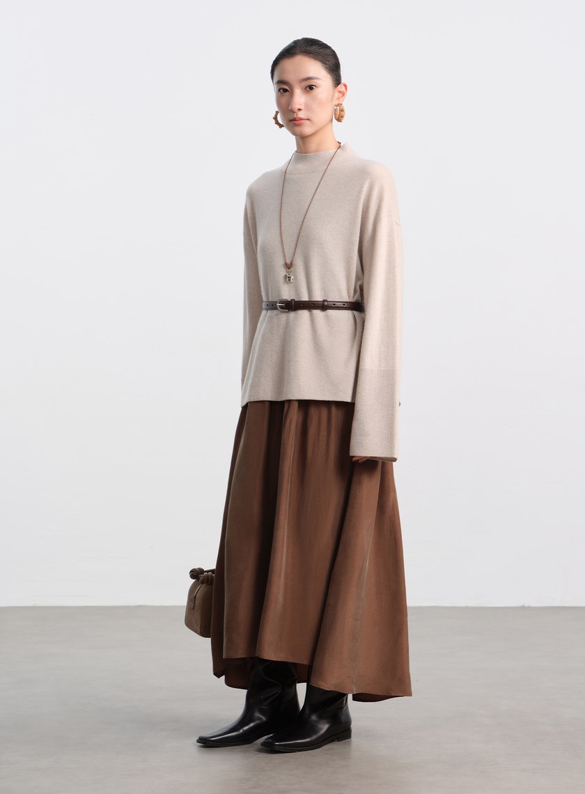 異材質拼接不對稱連身裙