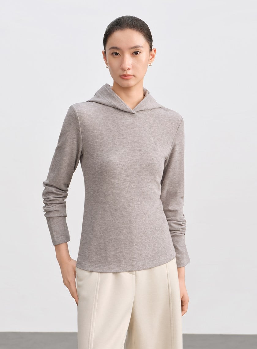 休閒合身彈力連帽上衣