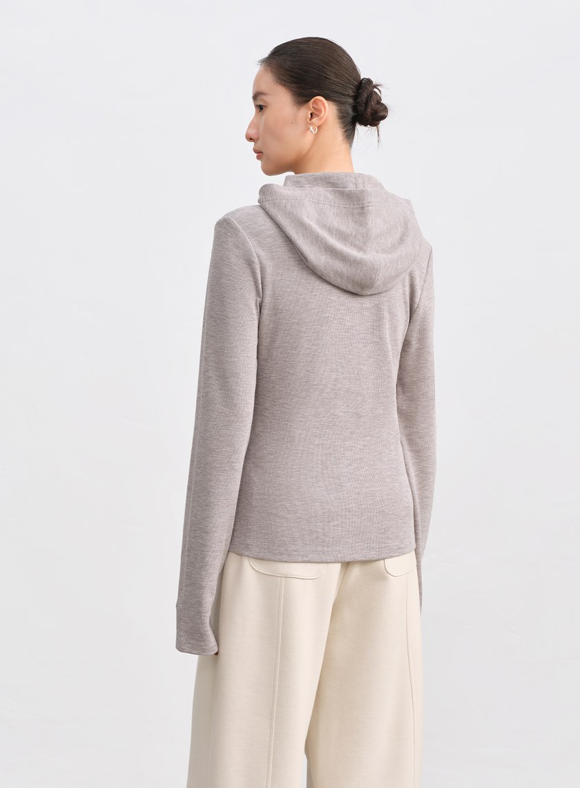 休閒合身彈力連帽上衣