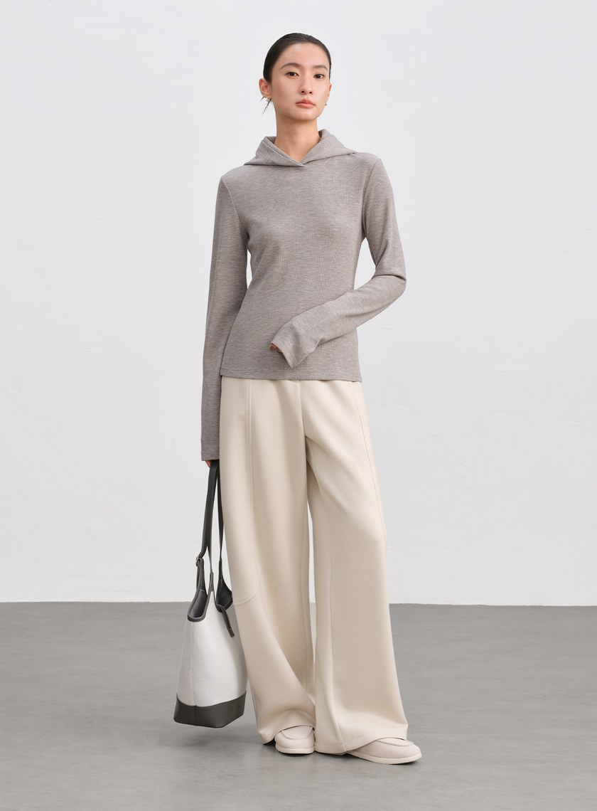 休閒合身彈力連帽上衣