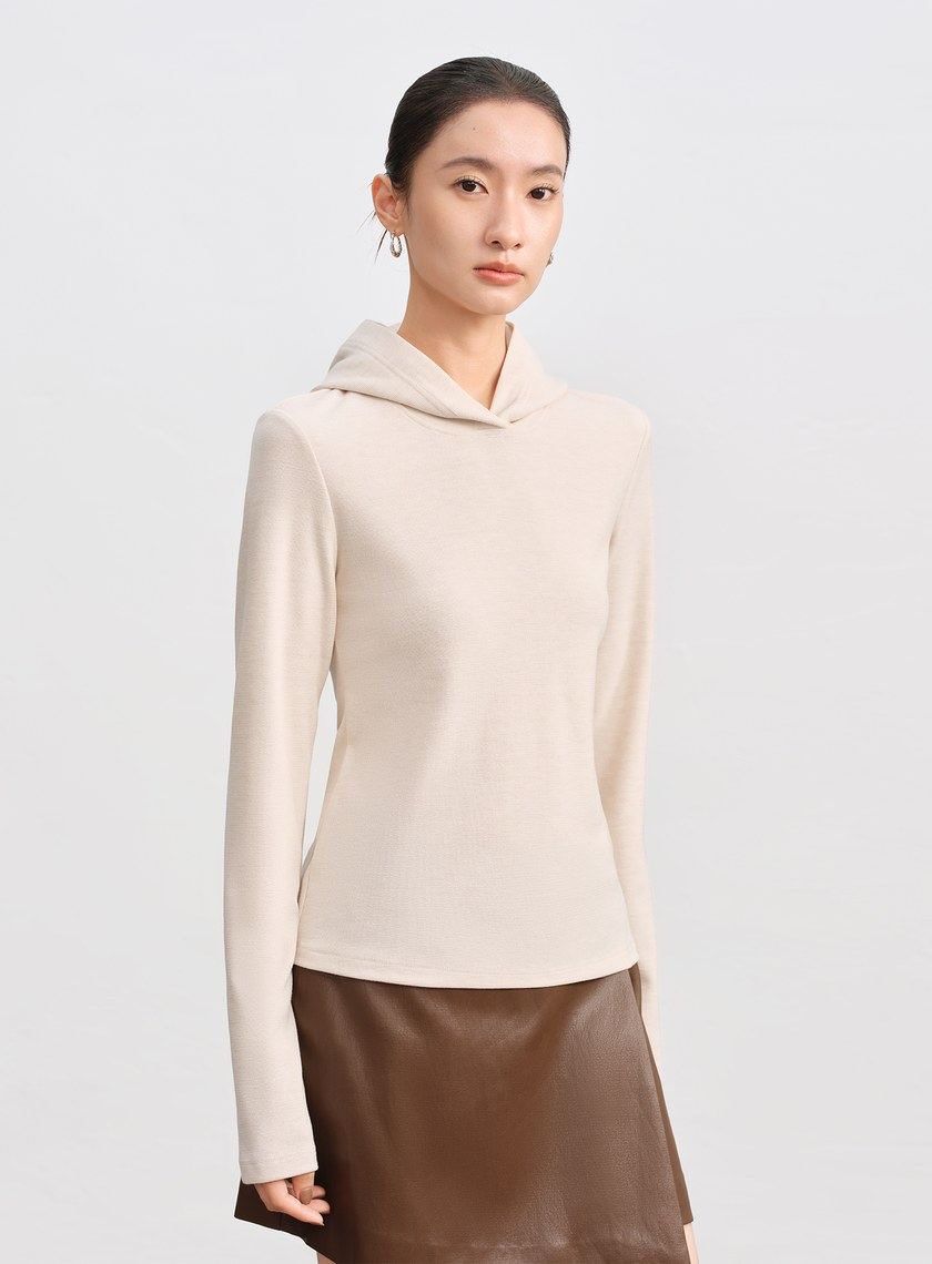 休閒合身彈力連帽上衣