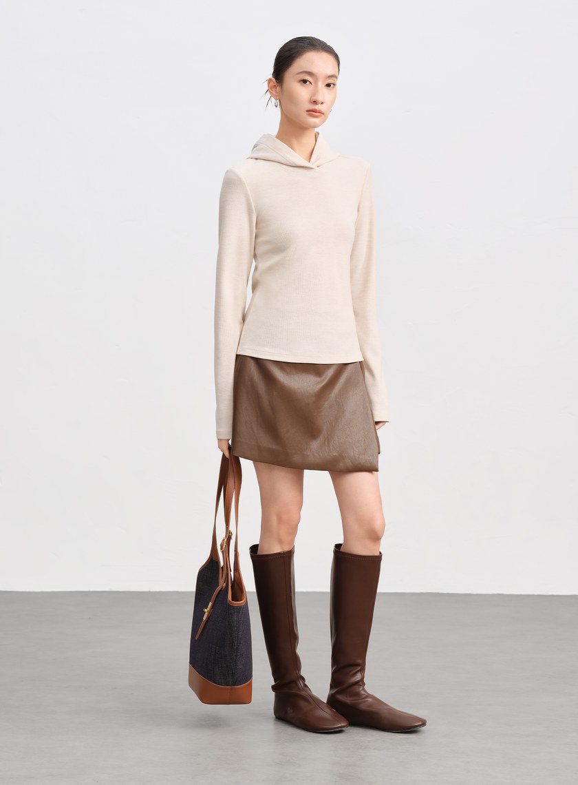 休閒合身彈力連帽上衣