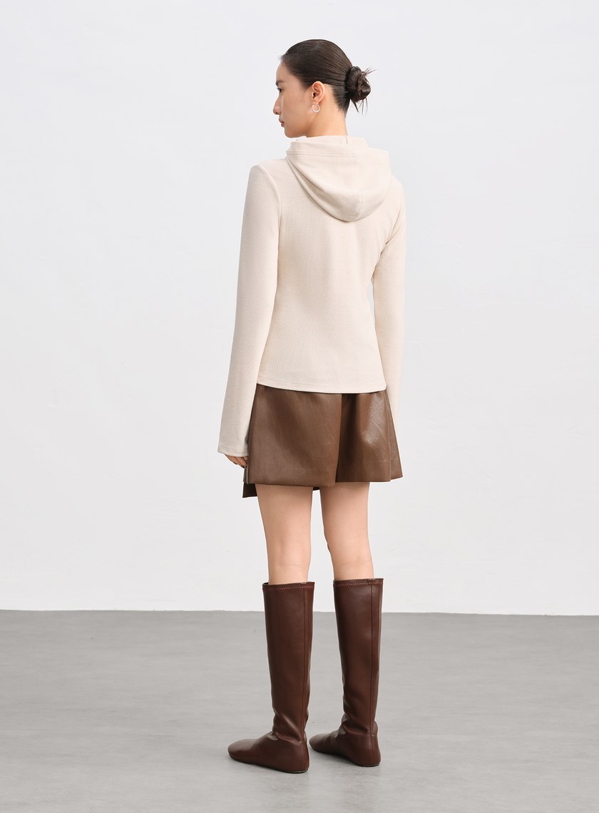 休閒合身彈力連帽上衣